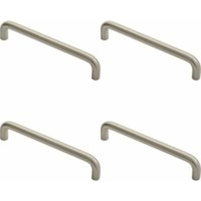 4x Round D Bar Cabinet Pull Handle 138 x 10mm 128mm Fixing Centres Satin Nickel