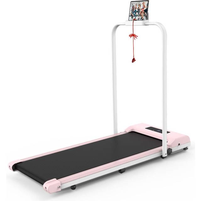 2 in 1 Folding Treadmill Under Desk Electric Treadmill 1-10KM/H Walking Jogging Machine for Home Office Pink