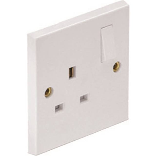 Wickes 13A Single Switched Plug Socket - White
