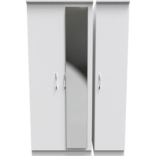 Avon Ready Assembled 3 Door Mirrored Wardrobe - White Matt