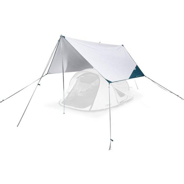 Multifunction Tarp Camping Shelter - Fresh - Ultra White/sage Green/teal Blue