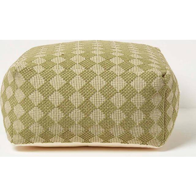Geometric Green Pouffe Bean Cube Footstool 55 x 30 cm