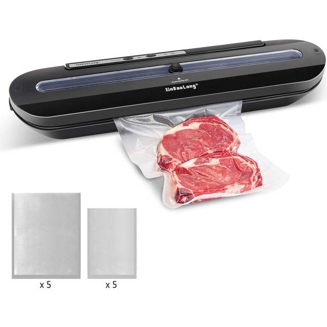 Homeasy Vacuum Sealer, Automatic Food Sealer Machine One-Touch Sealing/Vacuum for Dry Food Fresh Preservation with 10Pcs BPA-Free Seal Bags