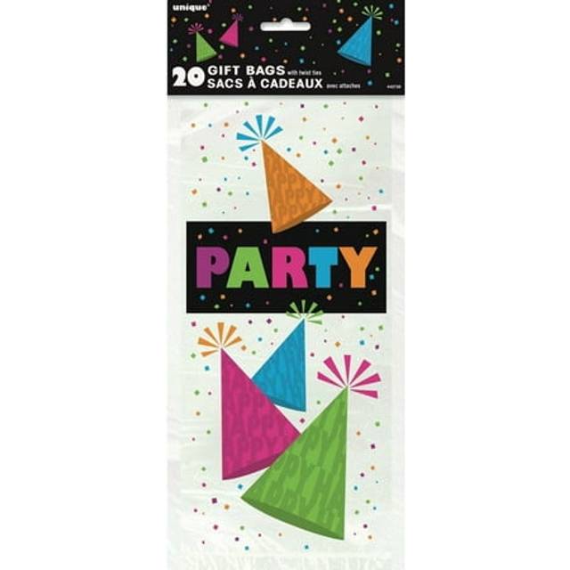 Unique Party Confetti Cellophane Party Bags (Pack of 20) - Multicoloured - one size