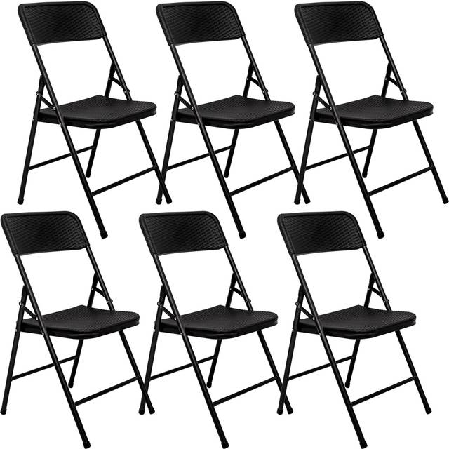 6 Folding Chairs up to 150 kg - Balcony Seat Set - Garden Furniture Rattan Look