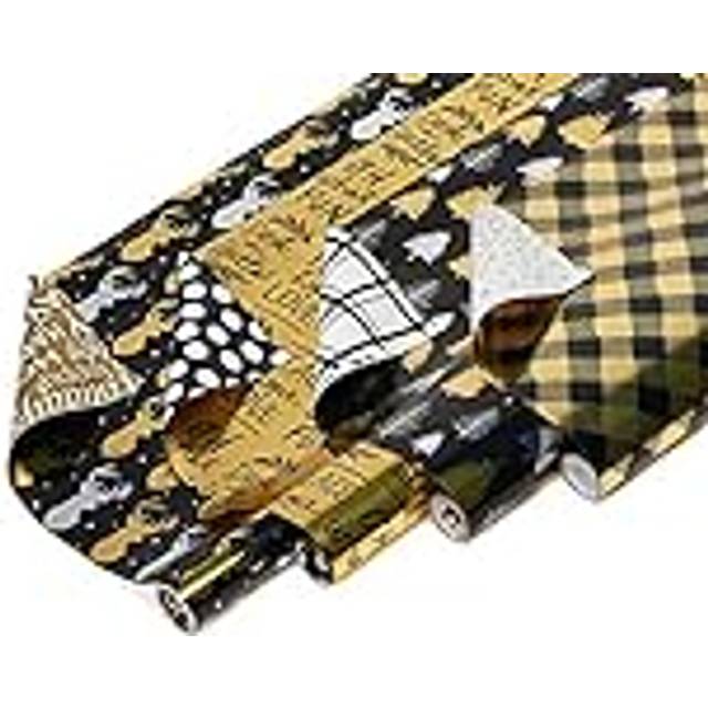 American Greetings 80 sq. ft. Reversible Christmas Wrapping Paper Bundle  Black and Gold Foil  Plaid  Trees and Reindeer (4 Rolls 30 in. x 8 ft.)