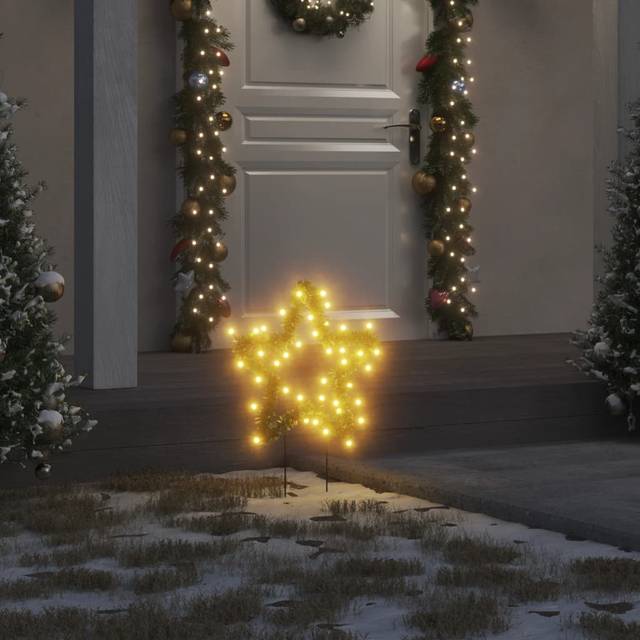 vidaXL Christmas Light Decorations with Spikes 3 pcs Star 50 LEDs 29 cm - green