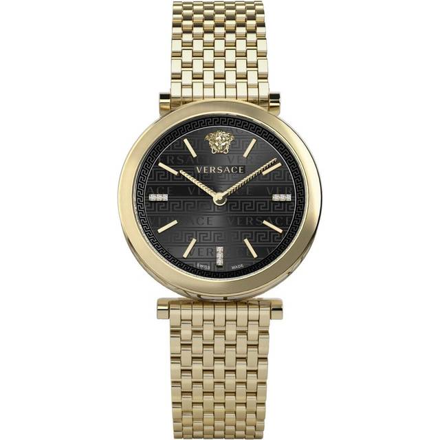 Versace, Accessoarer, Dam, ONE Size, V-Twist Rostfritt Stål Armbandsur - yellow (ONE SIZE)