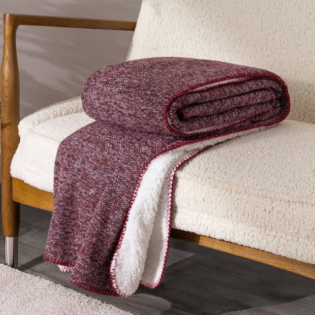 furn. Nurrel Berry Knitted Throw 130 x 180cm - Red - 180 x 130cm