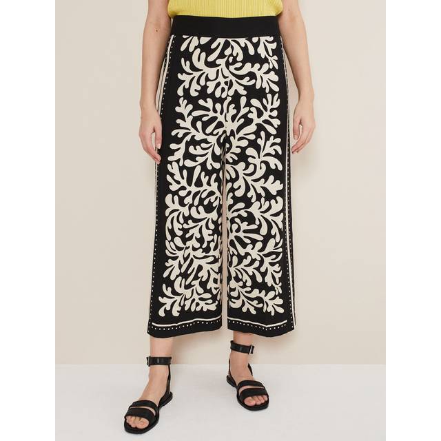 Phase Eight Women's Nava Wide Leg Culottes - Black/Stone - 14