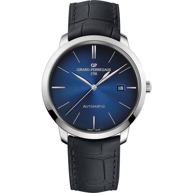 Girard-perregaux Mens Blue 49555-11-434-bh6a 1966 Stainless Steel and Leather Watch 43mm