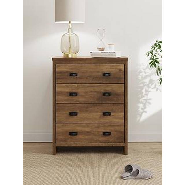 GFW Boston 4 Drawer Knotty Oak Chest of Drawers - Brown - 4 Drawers