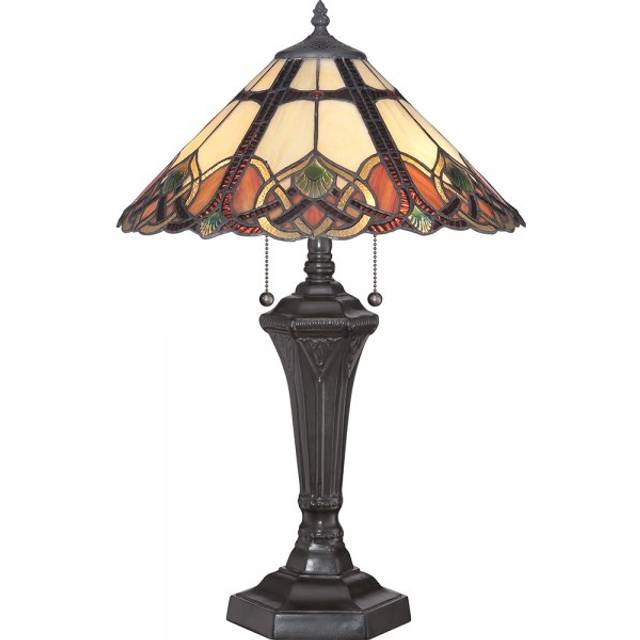 Elstead - Cambridge - 2 Light Table Lamp Vintage Bronze, Tiffany Glass, E27