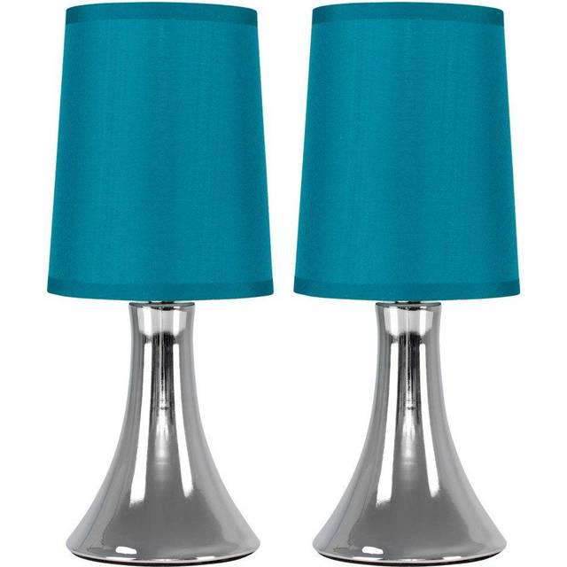 Pair of Silver Table Lamp Touch On/Off