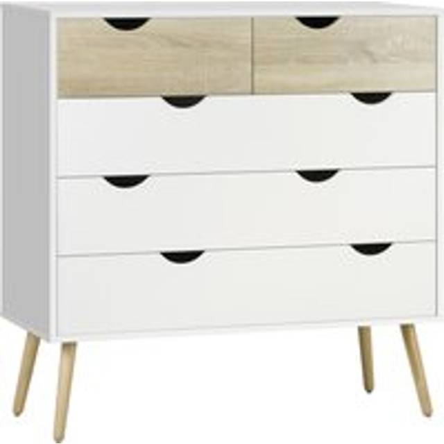Homcom Chest Of Drawers, 5 Drawer Dresser, Storage Organizer Side Cabinet