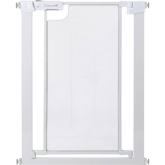 Callowesse Narrow Metal Mesh Child & Pet Pressure Fit Safety Gate | 62-69cm x H76cm | Suitable for Doors and Stairs | Glacial White
