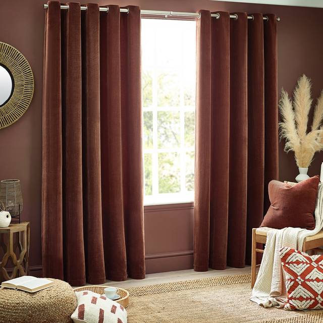 Yard Nutmeg Heavy Chenille Velvet Eyelet Curtain 168 x 229cm - Yard Living - Cream - W 229 x D 168cm