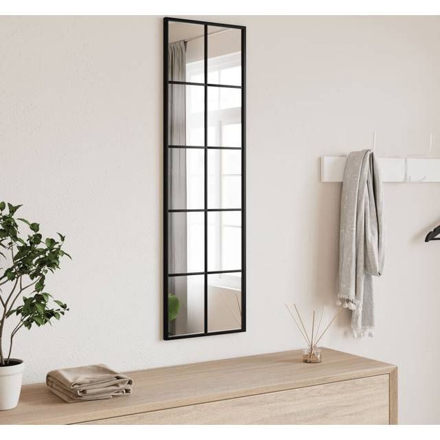 vidaXL Wall Mirror Black 30x100 cm Rectangle Iron