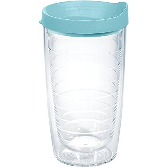 Tervis Clear & Colorful Lidded Made in USA Double Walled Insulated Tumbler Travel Cup Keeps Drinks Cold & Hot  16oz  Blue Moon Lid