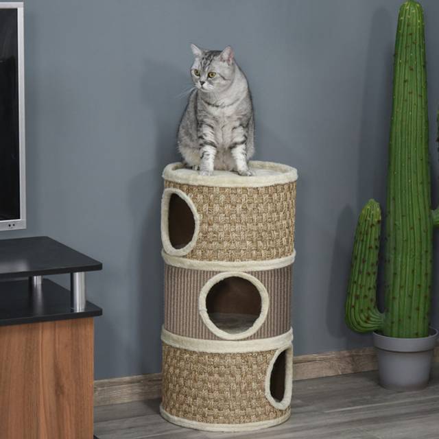 PawHut Cat Scratching Barrel - Brown