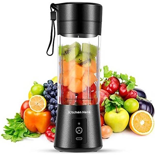Kitchen Hero 13oz Personal Blender for Shakes & Smoothie Maker | 2000mAh Portable Smoothie Travel Blender with USB-C Charging | 3D Six Blade