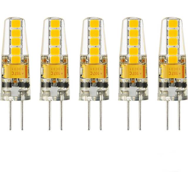 2 Watts G4 LED Bulb Clear Capsule Warm White Non-Dimmable, Pack of 5 - One Size