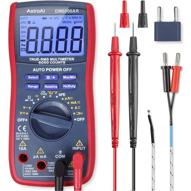 AstroAI Digital Multimeter, TRMS 6000 Counts Multimeters Manual and Auto Ranging; Measures Voltage, Current, Resistance, Continuity, Capacitance,...