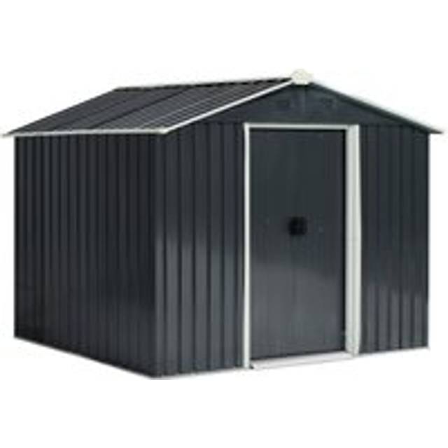 Outsunny 8 x 6ft Garden Storage Shed Double Door Ventilation Windows Sloped Roof Outdoor Equipment Tool, Grey