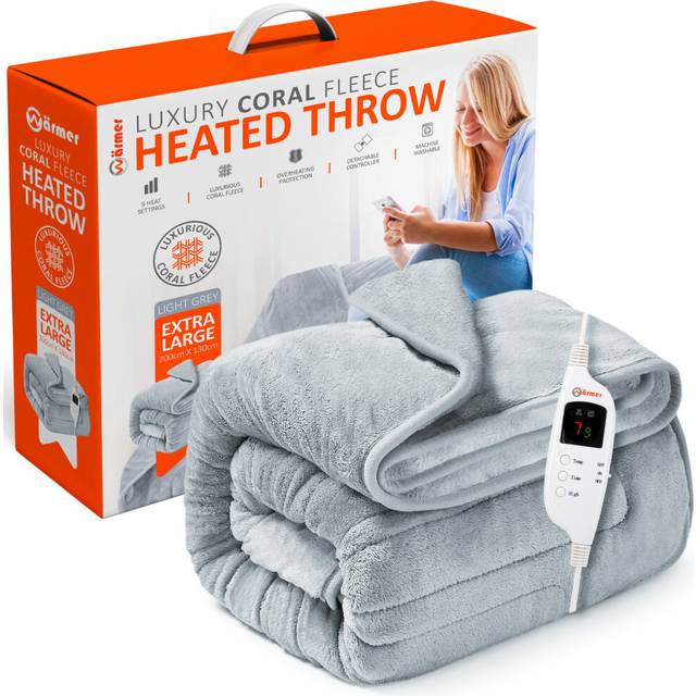 (Large, Luxury Coral Fleece) WÃ¤rmer Electric Heated Throw with 9 Heat Settings