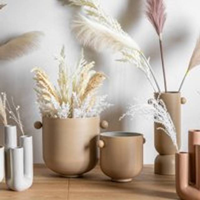 Set of 2 Buckley Metal Plant Pots - Pebble