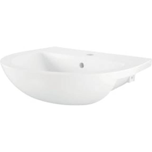Wickes Newport 1 Tap Hole Semi Recessed Ceramic Basin - 550mm - White