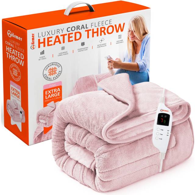 (Pink) WÃ¤rmer Electric Heated Throw Blanket - Extra Large