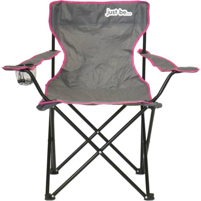 Folding Camping Chair for Adults and Kids Light Grey with Pink trim Lightweight Foldable Chair Suitable for Outdoors From just be