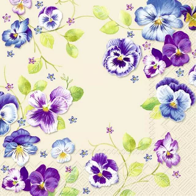 IHR Spring Purple Flower Print Lunch Paper Napkins 20 Disposable 3-Ply