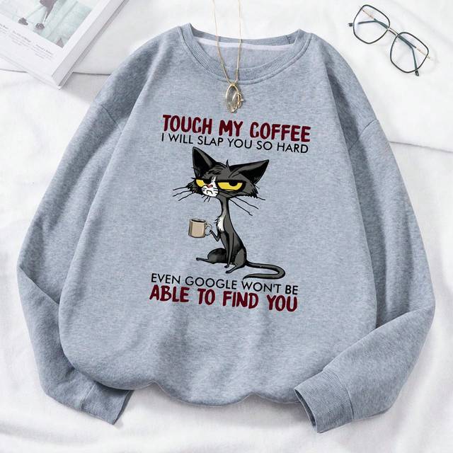 INAWLY Cartoon & Slogan Graphic Drop Shoulder Sweatshirt,Long Sleeve Tops