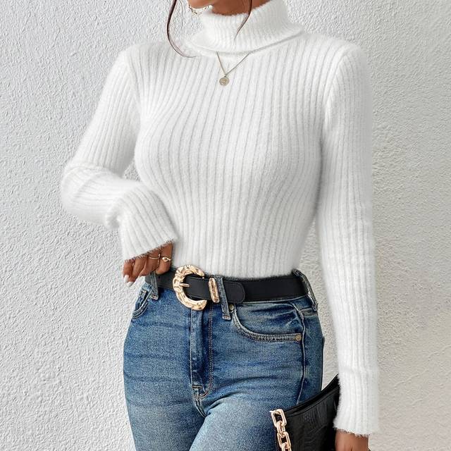 SHEIN Turtleneck Ribbed Knit Sweater