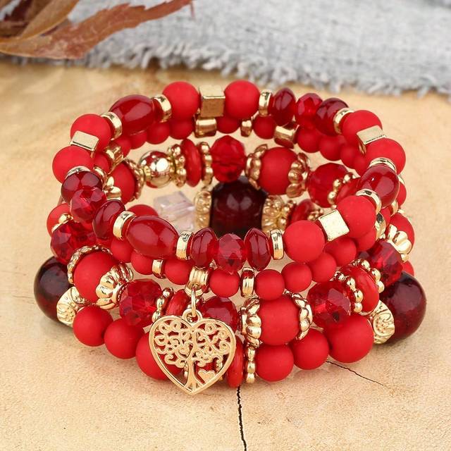SHEIN 4pcs Heart Shaped Pendant Vintage Bracelet Valentines