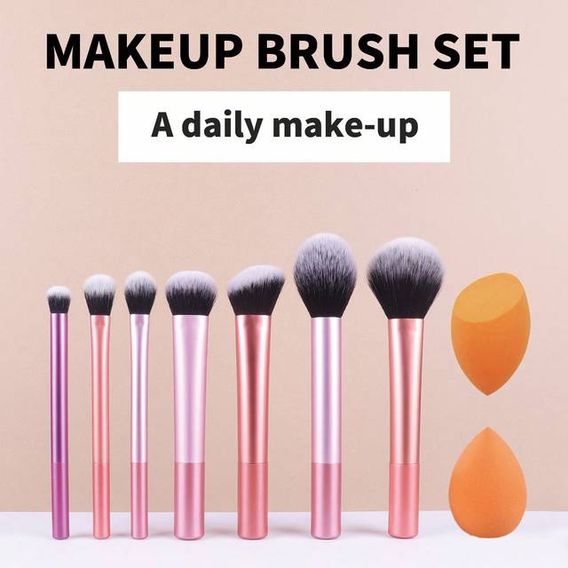 SHEIN 7pcs Makeup Brush Multifunctional Set Including Powder Brush, Contour Brush, Blush Brush, Foundation Brush, Highlight Brush, Eyeshadow Brush And Blend