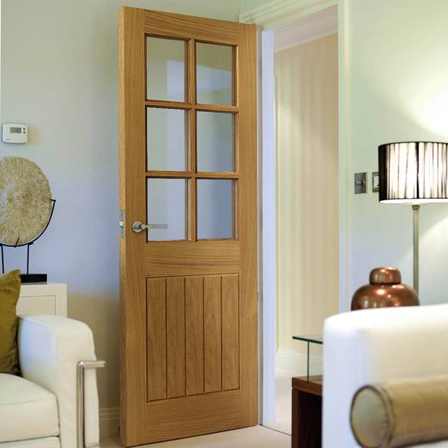 JB Kind Thames Oak 6 Light - Prefinished Internal Door (Size: 1981 x 762mm, Thickness: 35mm)