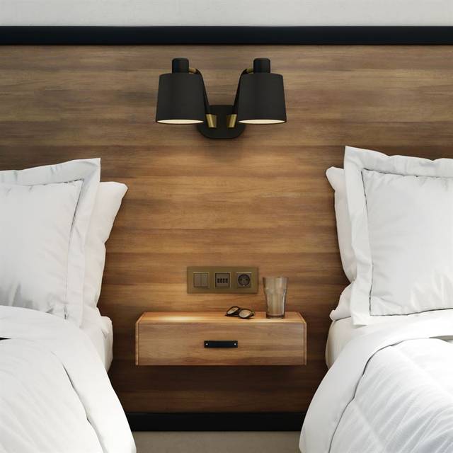 Astro Edward Twin Matt Black Wall Light