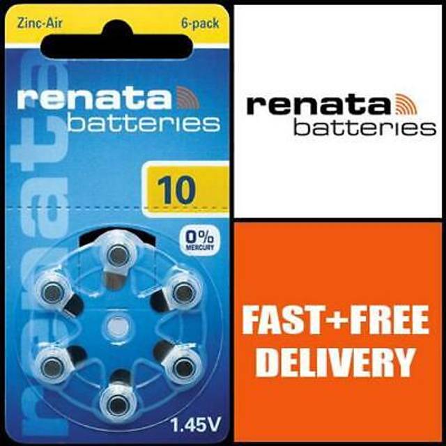 Renata hearing aid batteries 10 (1 pack with 6 batteries)