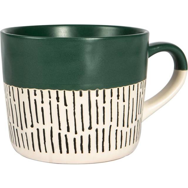 450ml Colour Block Dash Stoneware Coffee Mug - Green