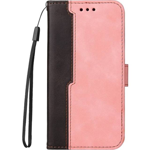 Samsung Galaxy M52 (5G) Tvåfärgad läderplånbok - rosa / Svart