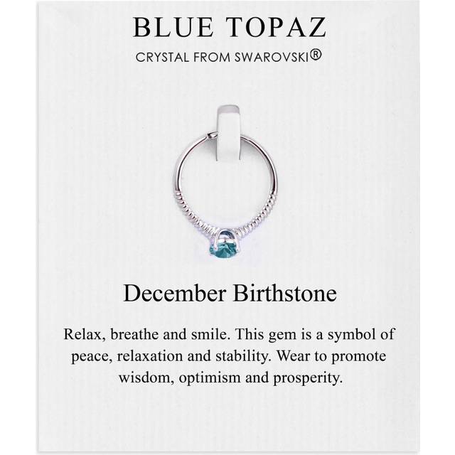 December (Blue Topaz) Adjustable Birthstone Ring Created with Swarovski Crystals