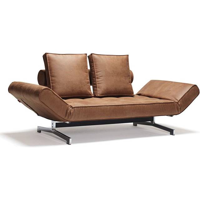 Innovation Living - Ghia Laser Sofa Bed Fabric with leather 210x93cm - braun/Stoff/Leder Mix 551 Brown Faunal/BxHxT 178-210x83x93cm/Gestell Stahl schw - brown (83.0 x 210.0 x 93.0cm)