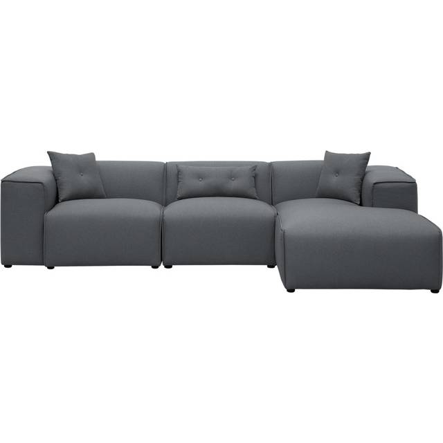 Corner Sofa DOLVA Fabric Dark Grey 3 Seater Left Hand