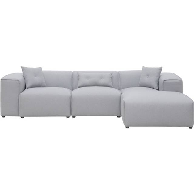 Left Hand Fabric Corner Sofa Light Grey DOLVA