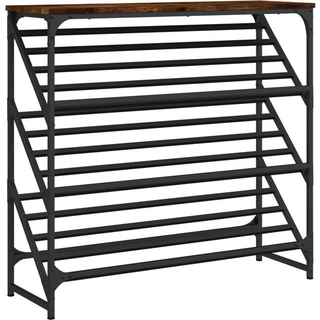 vidaXL Shoe Rack Smoked Oak 90x30x85 cm Engineered Wood - Brown
