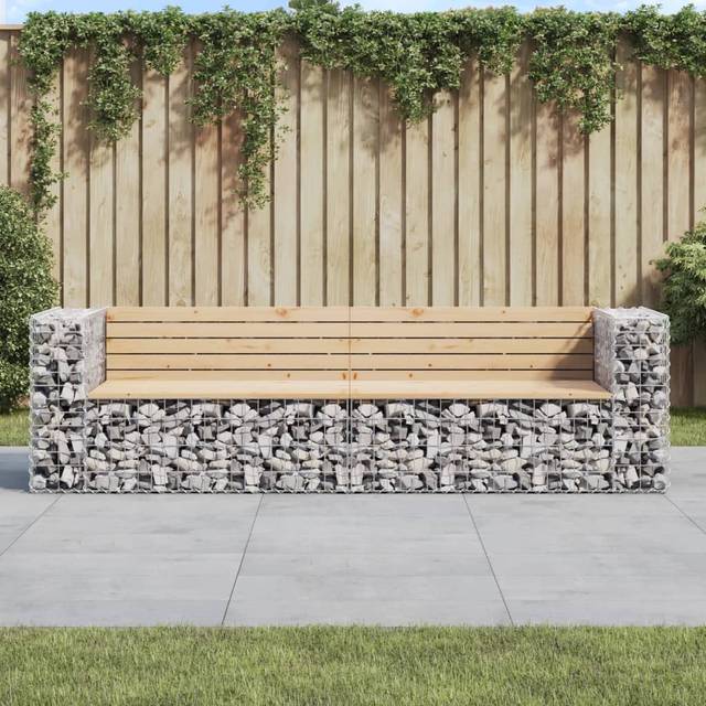 vidaXL Garden Bench Gabion Design 244x71x65.5 cm Solid Wood Pine - Brown