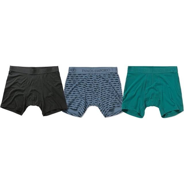 Panos Emporio 3-pack Base Bamboo Cotton Boxer - Black/Blue - Medium * Kampanj *